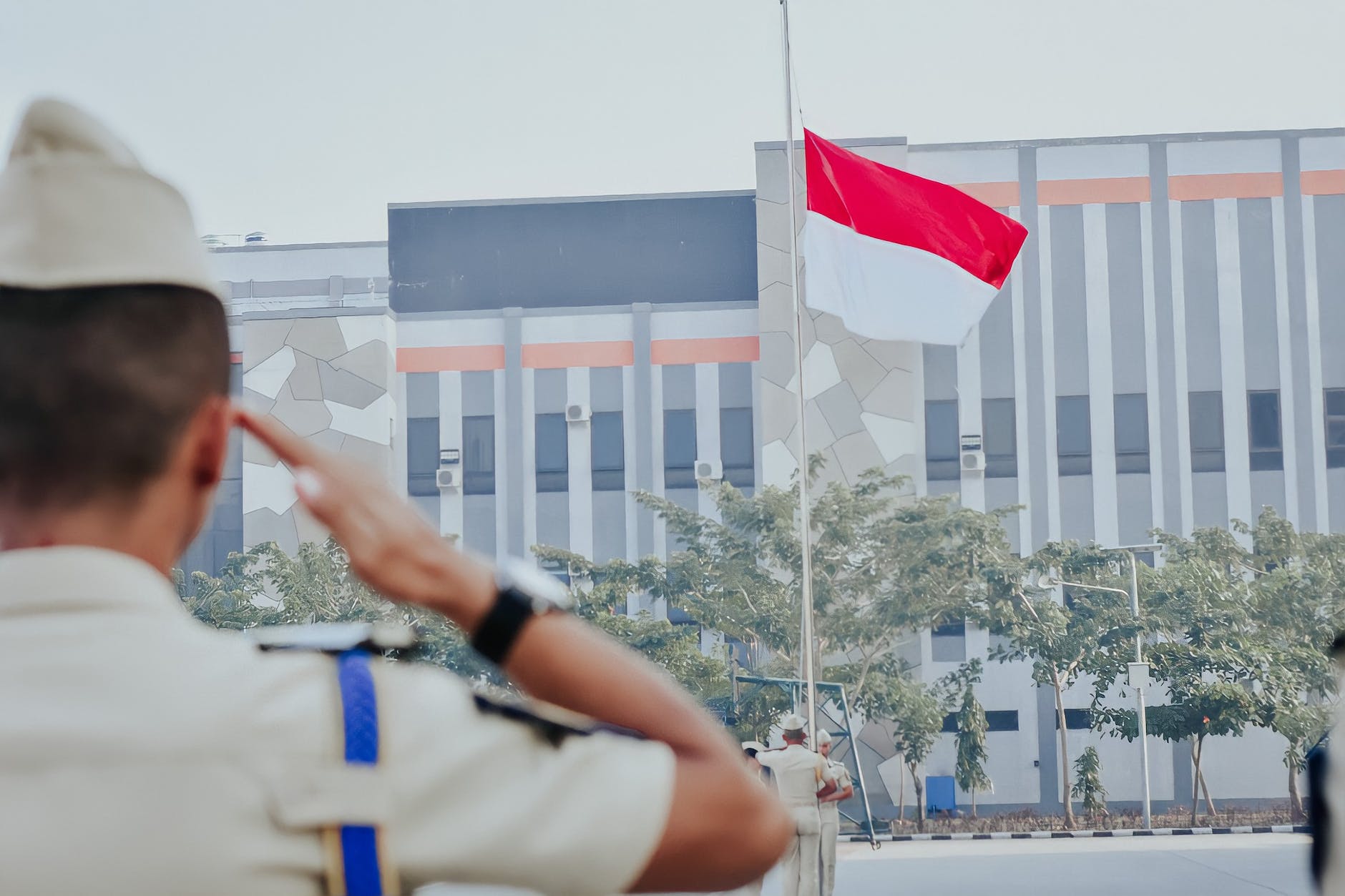 flag raising ceremony of indonesian flag