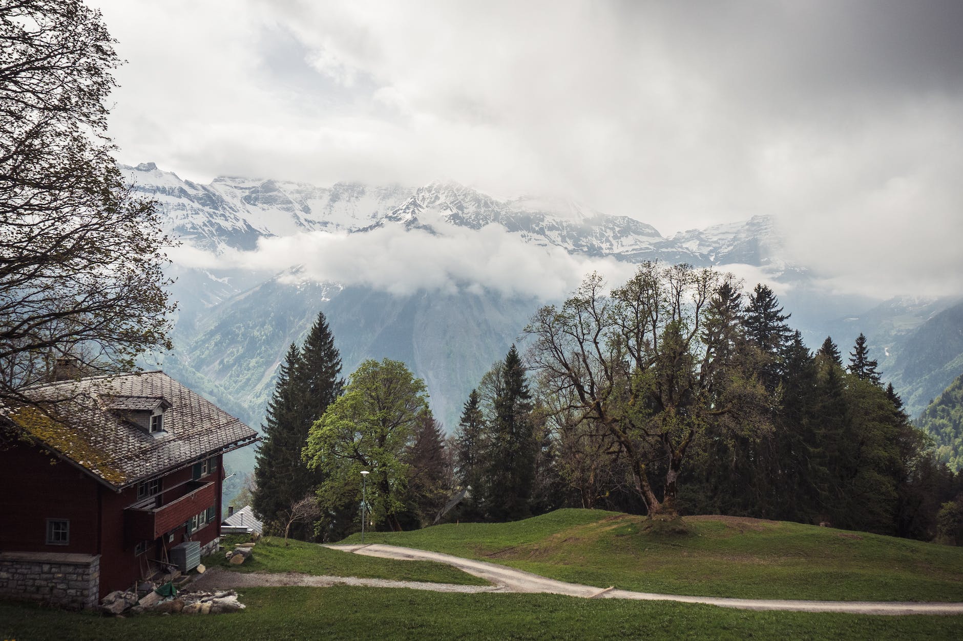 scenic view of snow capped mountains
